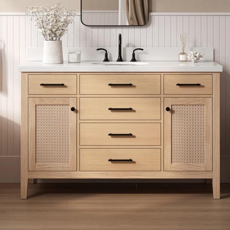 ARIEL Broeder 55 Single Sink Bathroom Vanity with Pure White Quartz Top