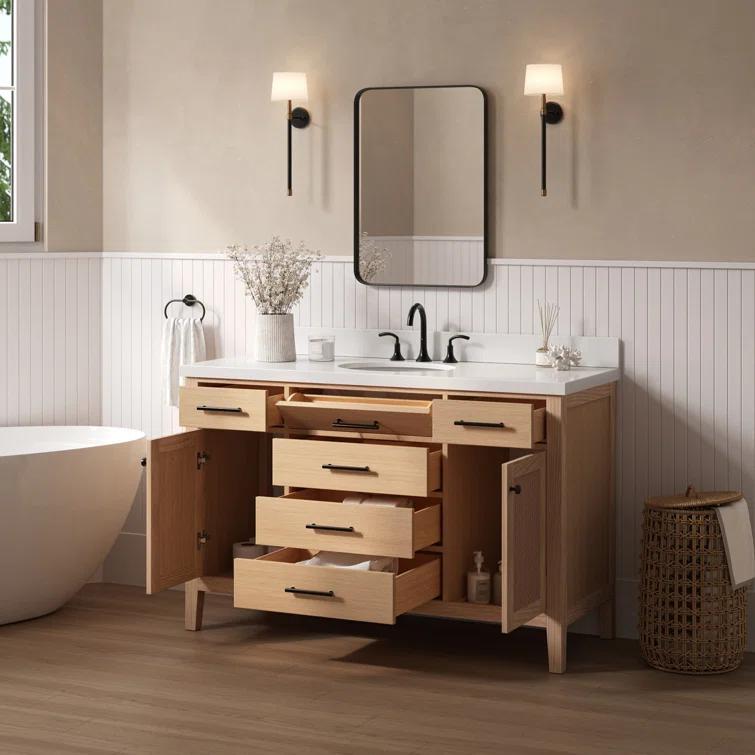 ARIEL Broeder 55 Single Sink Bathroom Vanity with Pure White Quartz Top