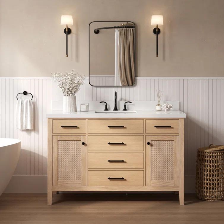 ARIEL Broeder 55 Single Sink Bathroom Vanity with Pure White Quartz Top