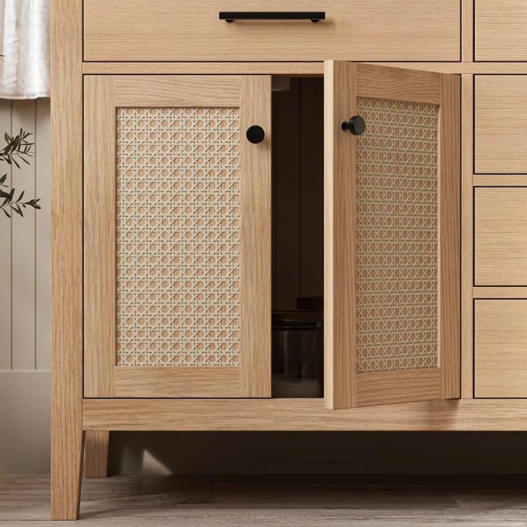 Camila 72 in. W x 22 in. D x 36 in. H Double Oval Sink Bath Vanity in White Oak with Carrara White Quartz Top