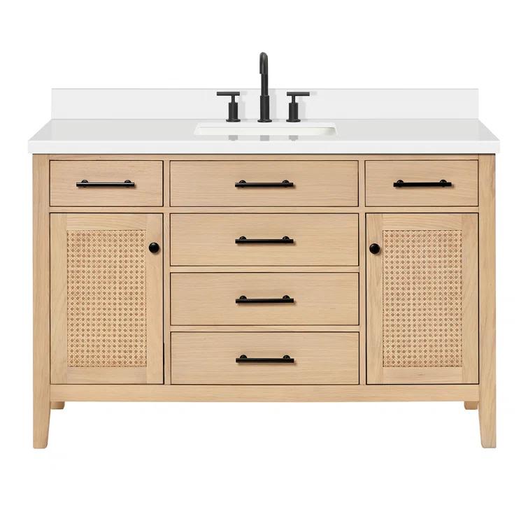 ARIEL Broeder 55 Single Sink Bathroom Vanity with Pure White Quartz Top