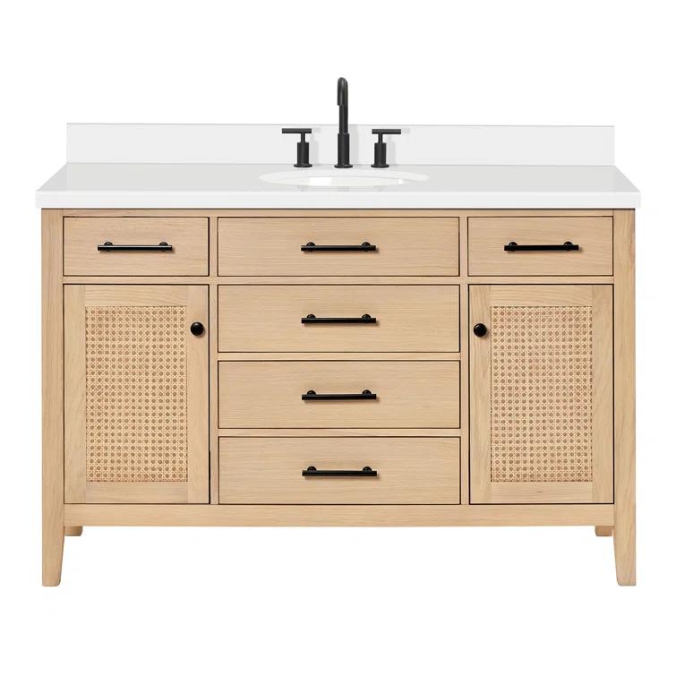 ARIEL Broeder 55 Single Sink Bathroom Vanity with Pure White Quartz Top