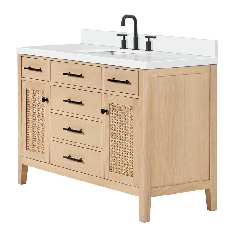 ARIEL Broeder 55 Single Sink Bathroom Vanity with Pure White Quartz Top