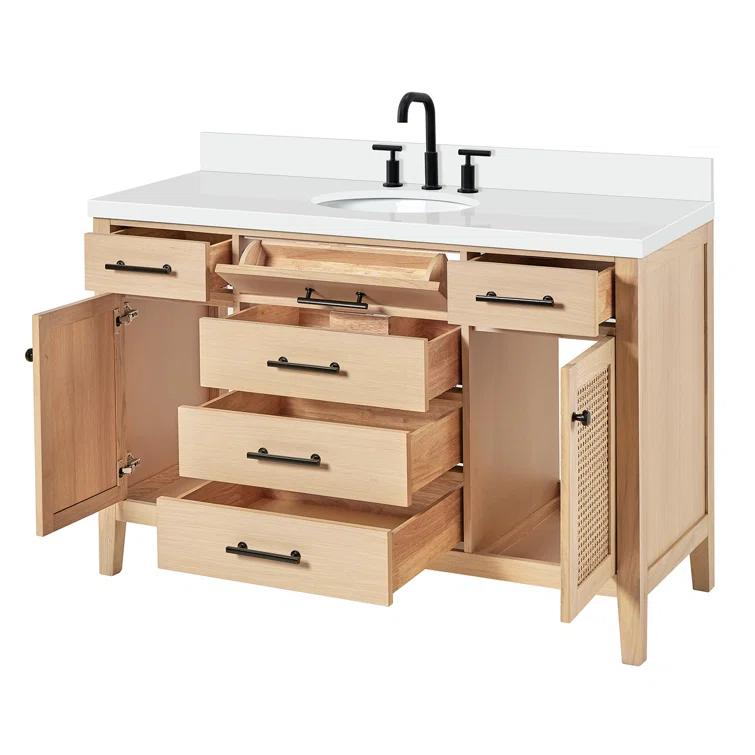 ARIEL Broeder 55 Single Sink Bathroom Vanity with Pure White Quartz Top