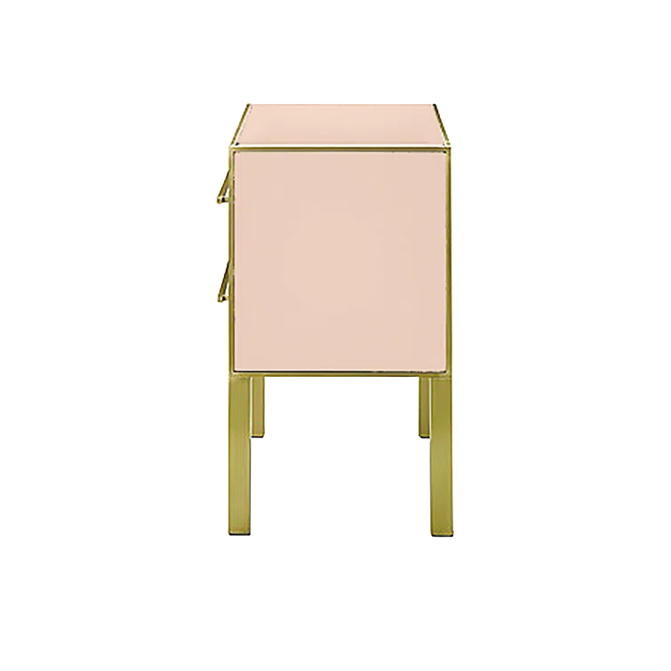 Arden Silver Peony 2-Drawer Nightstand with Satin Brass Trim