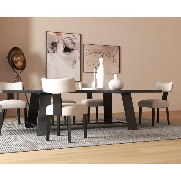 Gracie Oaks Inelda Mid Century Upholstered Dining Chairs Side Chairs Farmhouse Faux Leather Dining Chair with Wood Legs (Set of 2)