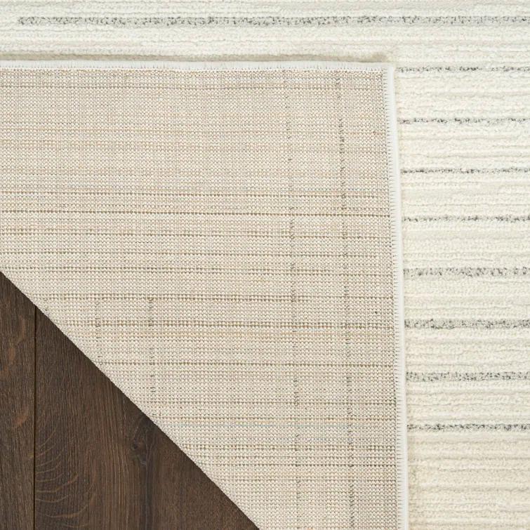 Nourison Hues Scandinavian Stripe Indoor Area Rug Ivory Grey 5'3" x 7'3"