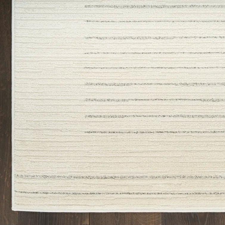 Nourison Hues Scandinavian Stripe Indoor Area Rug Ivory Grey 5'3" x 7'3"
