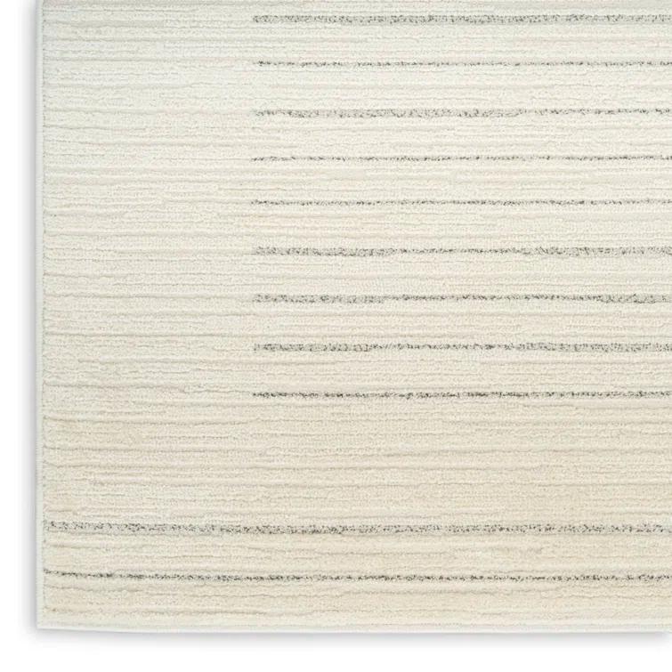 Nourison Hues Scandinavian Stripe Indoor Area Rug Ivory Grey 5'3" x 7'3"