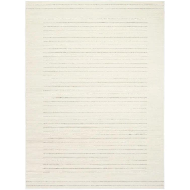 Nourison Hues Scandinavian Stripe Indoor Area Rug Ivory Grey 5'3" x 7'3"