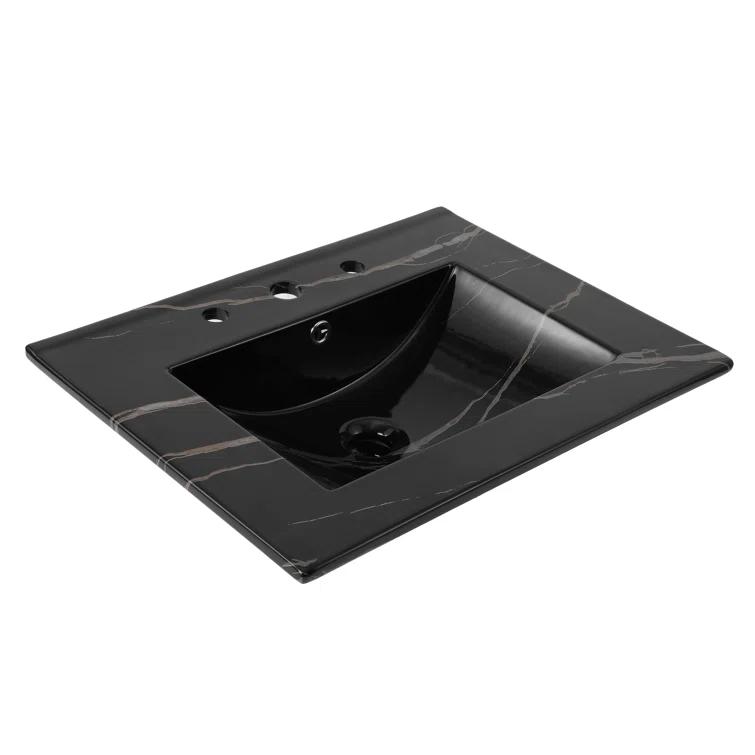Ancillary 3-Hole 24" Classic Contemporary Rectangular Ceramic Single Sink Basin Vanity Top