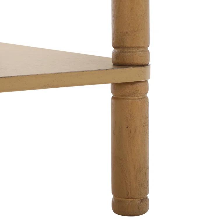 Brown Wood Rectangular End Table with Storage Drawer