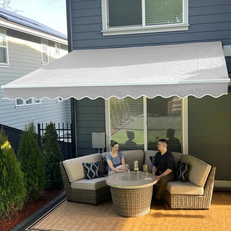 Motorized Retractable White Frame Patio Awning