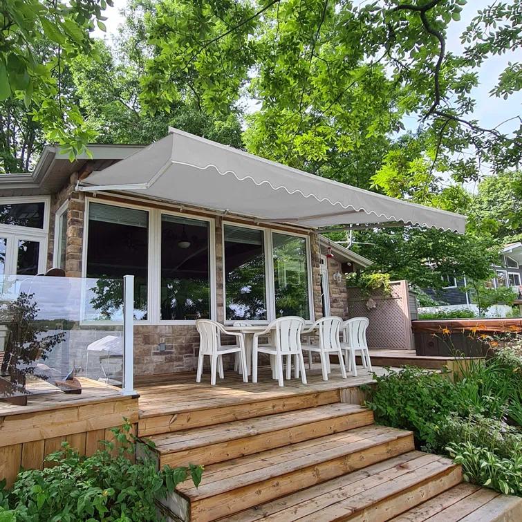 ALEKO ALEKO Motorized Retractable Outdoor Awning with White Frame