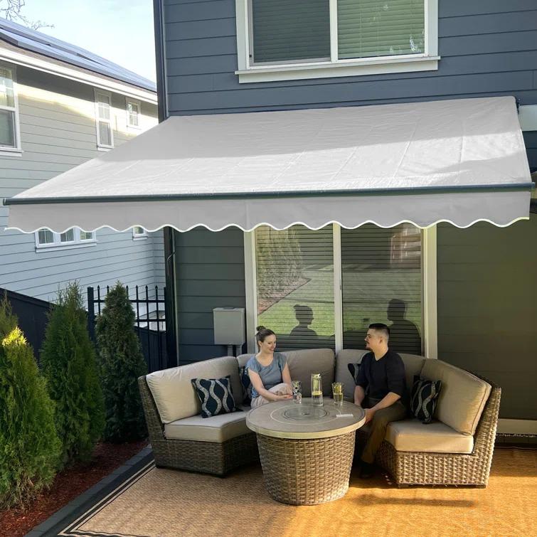 Motorized Retractable Patio Awning- Black Frame