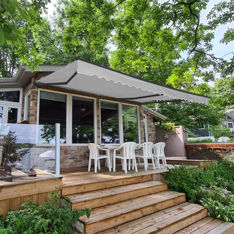 Motorized Retractable Patio Awning- Black Frame