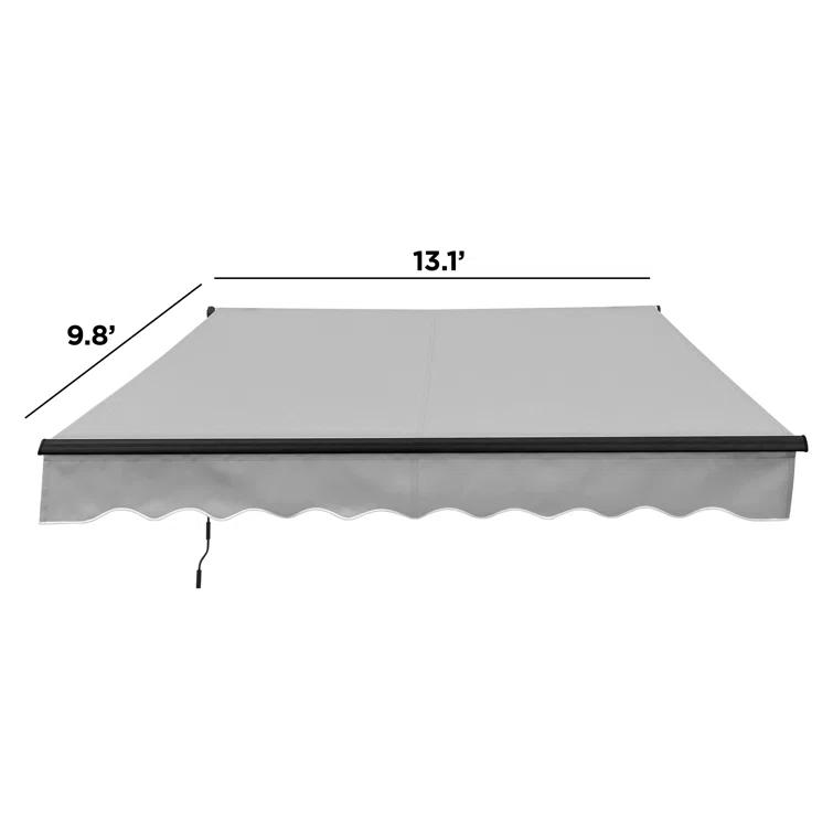 Retractable Home Patio Awning | Deck Canopy |UV Protection Sunshade | Manual Black Frame | Upgraded 2024