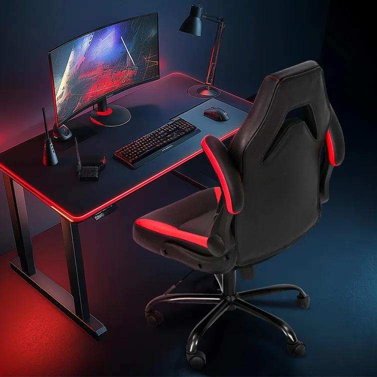 N-GEN Adjustable Ergonomic Faux Leather Swiveling PC & Racing Game Office Desk Chair with Flip-Up Arms