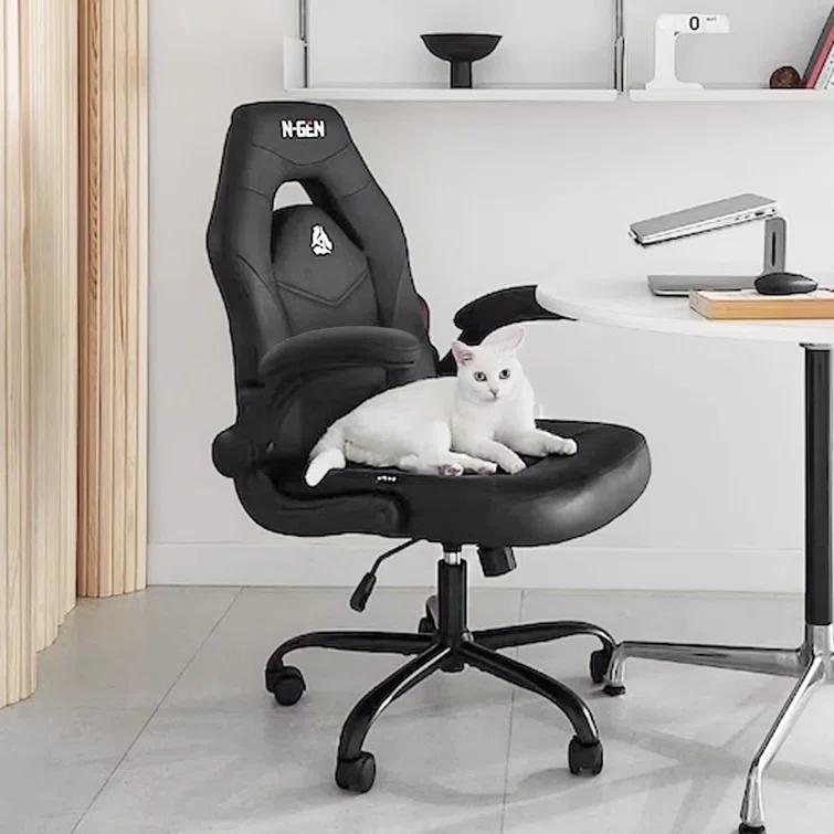 Neo Chair N-GEN Adjustable Ergonomic Faux Leather Swiveling PC & Racing Game Office Desk Chair with Flip-Up Arms