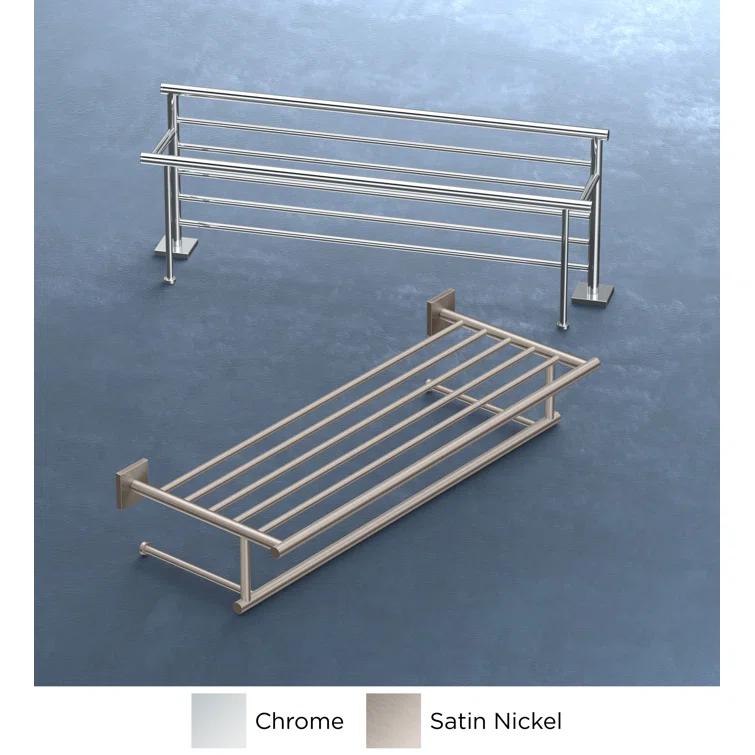 Elevate 24" W Wall Mount Stainless Steel Towel Rack | Hotel Style Towel Shelf with Towel Bar