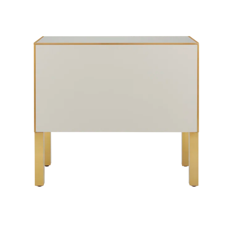 Ivory and Satin Brass 2-Drawer Accent Chest with Soft Close