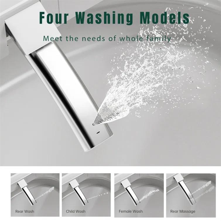 LOONGFIELD Square Smart Toilet With Built-In Tank For Modern Bathroom, Remote Control, Tankless Bidet Toilet With Foot Touching Lid Opening, Auto Flush, Heated Seat, LED Digital Display, User Memory ASTarQ-W2826P205909