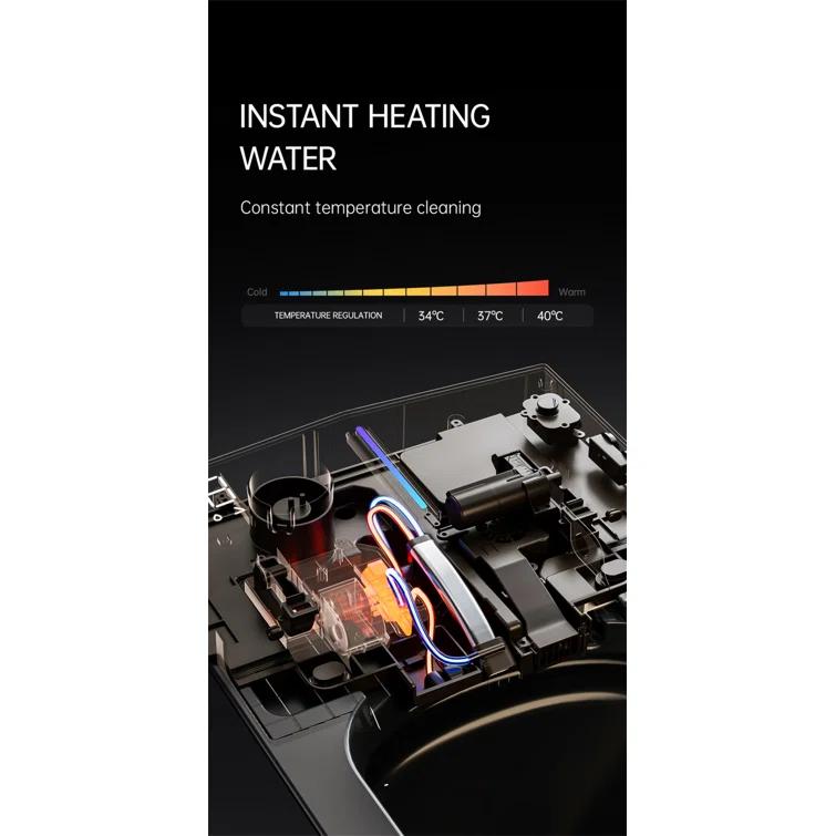 LOONGFIELD Square Smart Toilet With Built-In Tank For Modern Bathroom, Remote Control, Tankless Bidet Toilet With Foot Touching Lid Opening, Auto Flush, Heated Seat, LED Digital Display, User Memory ASTarQ-W2826P205909