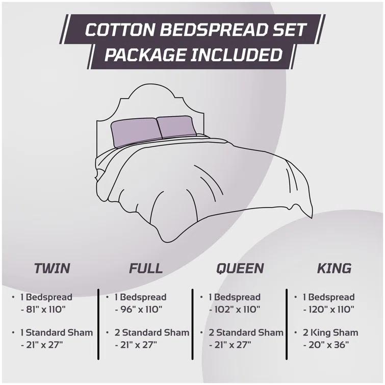 Better Trends Ashton Collection Chenille Bedspread Set, 100% Cotton Machine Washable Bedding Set, Soft & Breathable Medallion Design Coverlet with Sham, Luxurious All Season Comfort
