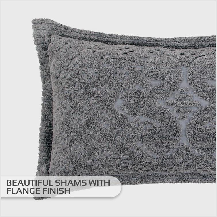 Better Trends Ashton Collection Chenille Bedspread Set, 100% Cotton Machine Washable Bedding Set, Soft & Breathable Medallion Design Coverlet with Sham, Luxurious All Season Comfort