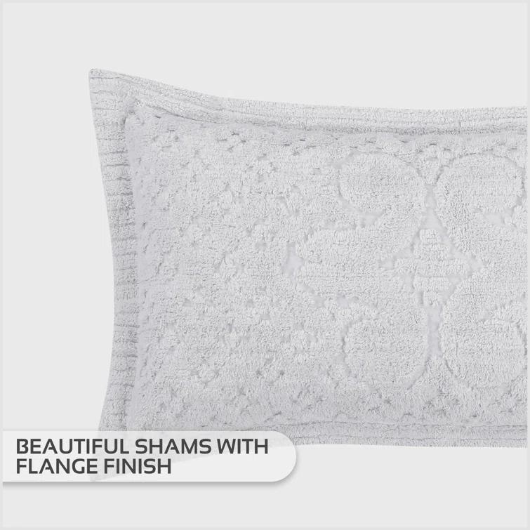 Better Trends Ashton Collection Chenille Bedspread Set, 100% Cotton Machine Washable Bedding Set, Soft & Breathable Medallion Design Coverlet with Sham, Luxurious All Season Comfort