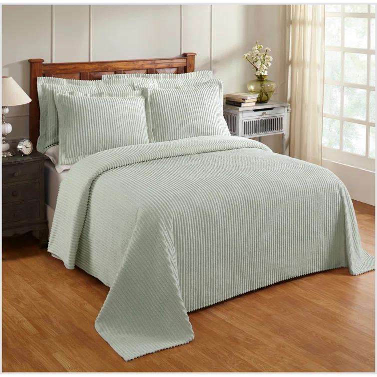 Better Trends Jullian 100% Cotton Tufted - Classic Stripe Bedspread Soft & Cozy Bedding for All Seasons, Machine Washable Coverlet