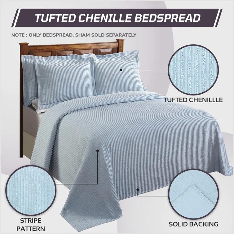 Better Trends Jullian 100% Cotton Tufted - Classic Stripe Bedspread Soft & Cozy Bedding for All Seasons, Machine Washable Coverlet