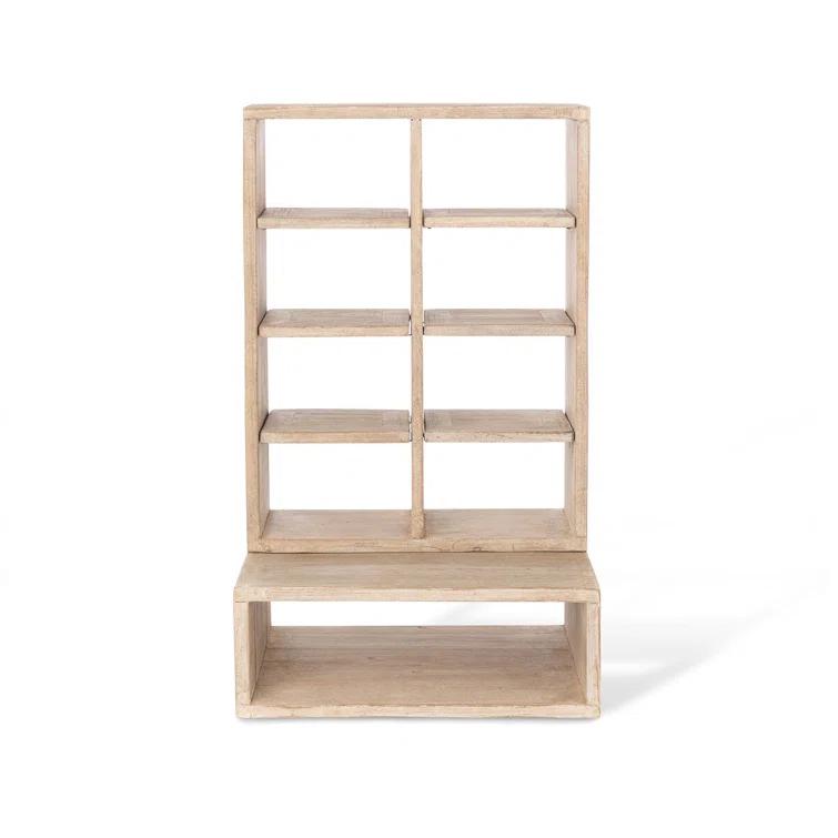 Whitewash Solid Pine Wood Countertop Display Cabinet