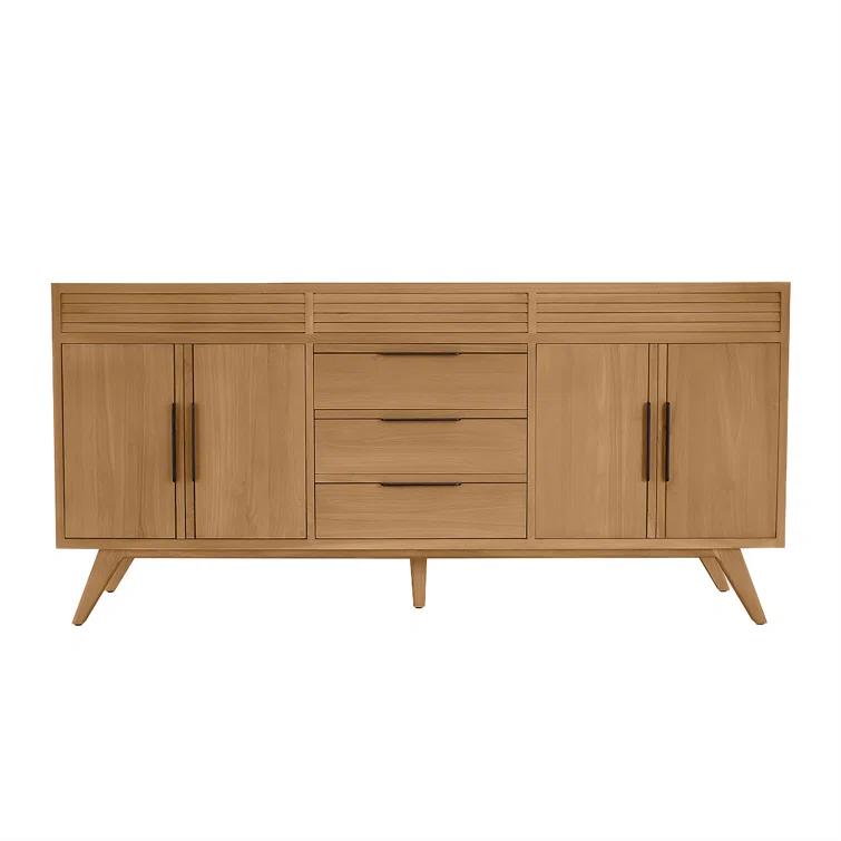 Hoult 72 in. Natural Teak Double Bathroom Vanity with Quartz Top