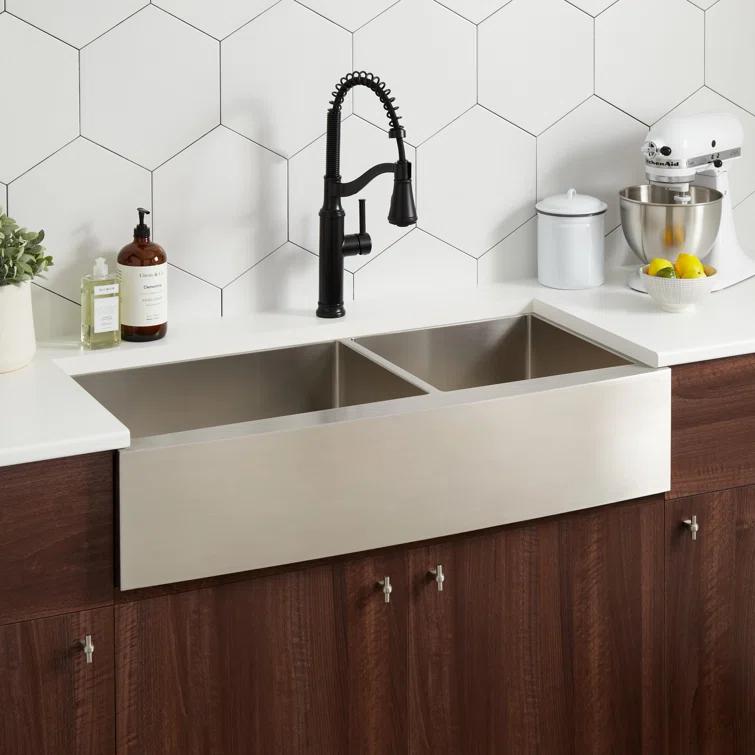 Fournier 42" L Double Basin Farmhouse / Apron Kitchen Sink