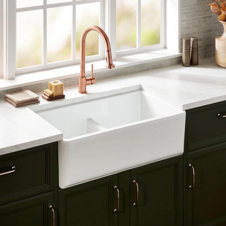 Grigham 33" L Double Basin Farmhouse / Apron Kitchen Sink
