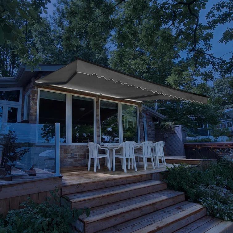 ALEKO Motorized Retractable Patio Awning- Black Frame