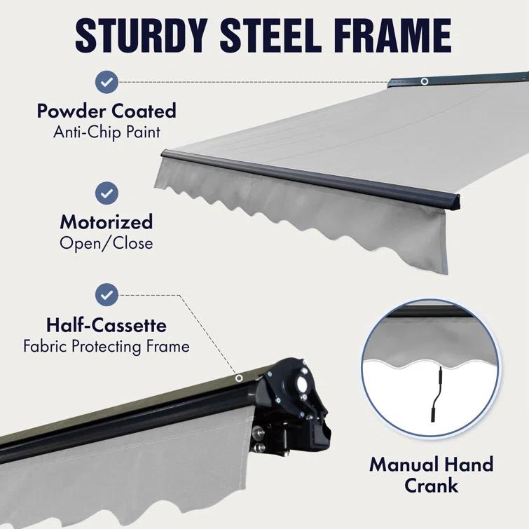 ALEKO Motorized Retractable Patio Awning- Black Frame