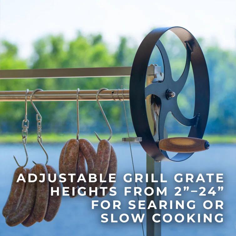 Backyard Discovery Argentine Santa Maria Heritage Wood Fire & Charcoal Steel BBQ Grill with Fire Bricks and Adjustable Grates