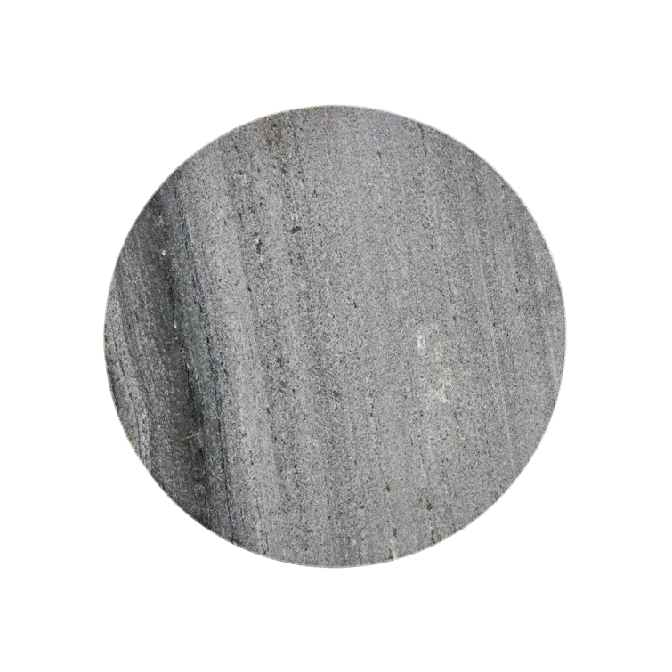 Gray Marble and Metal Round Accent Table, 18"