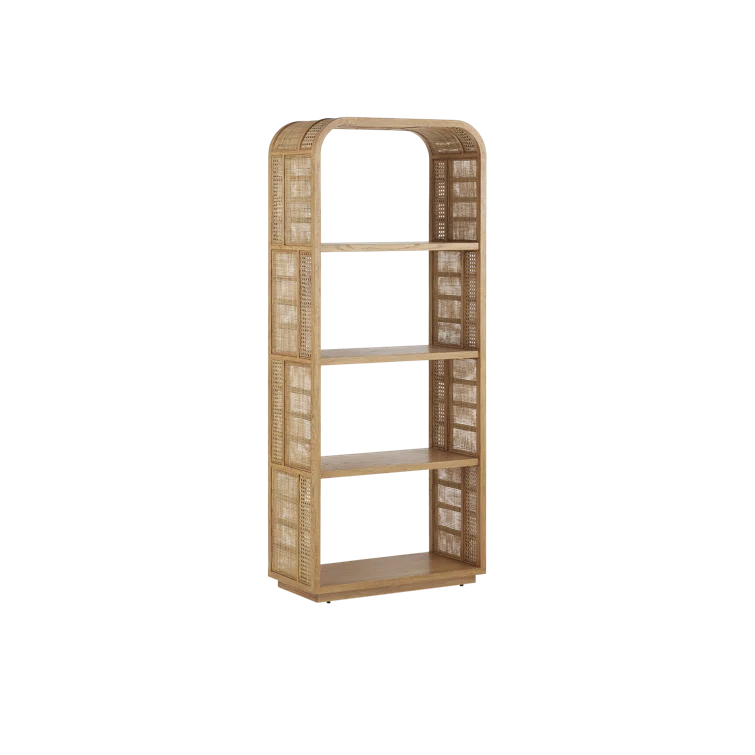 Anisa Natural Oak and Rattan Adjustable Etagere