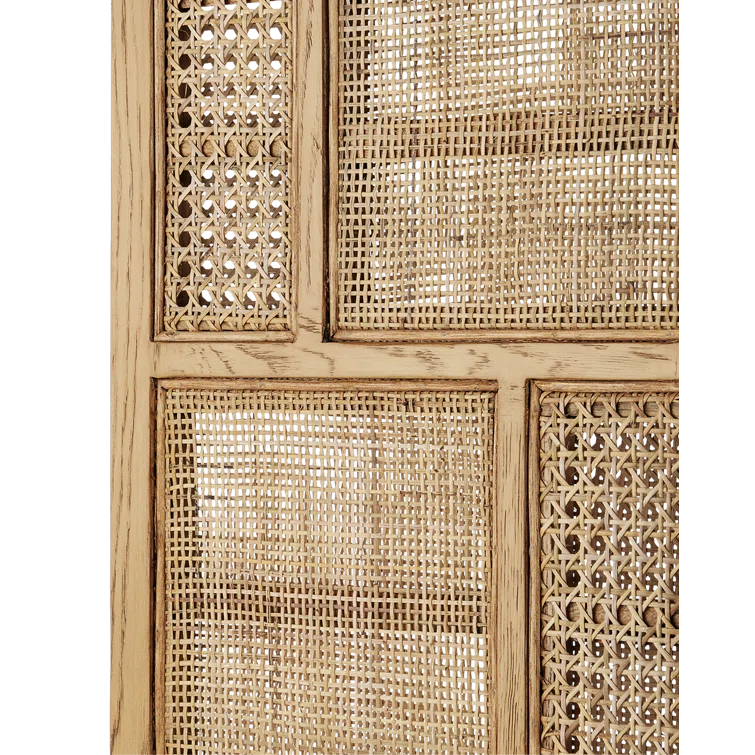Anisa Natural Oak and Rattan Adjustable Etagere