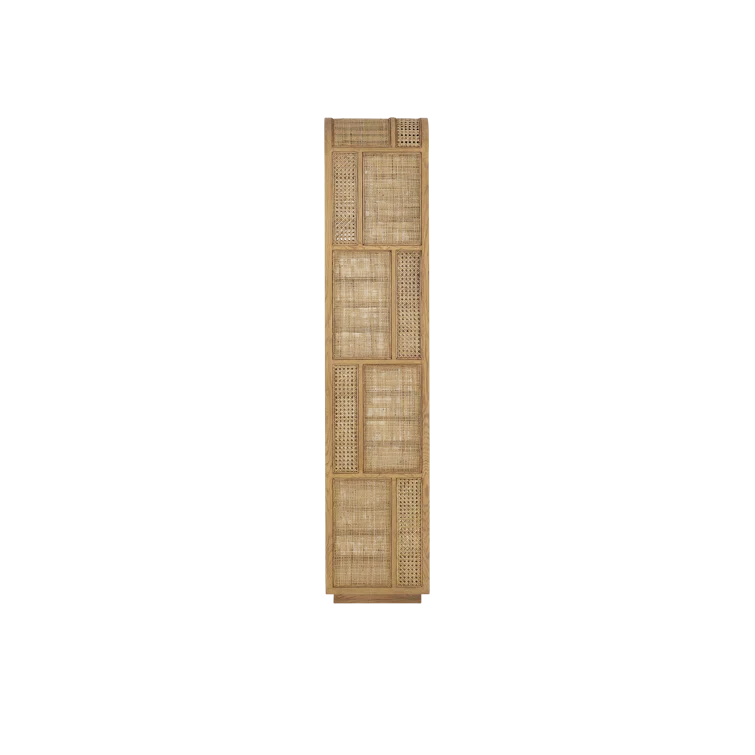 Anisa Natural Oak and Rattan Adjustable Etagere