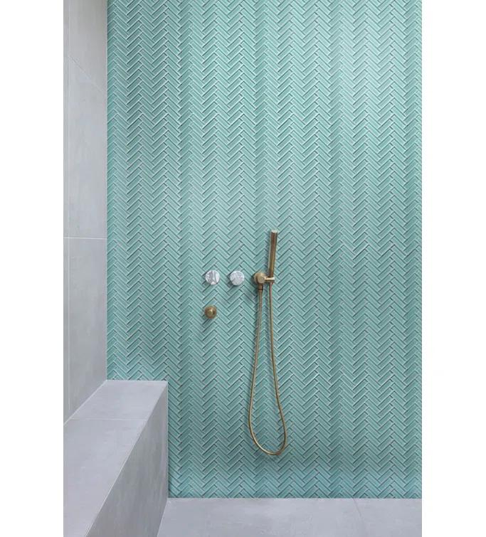 11"X 12.6" Herringbone Polished Glass Mosaic Tile