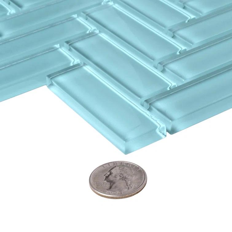 11"X 12.6" Herringbone Polished Glass Mosaic Tile