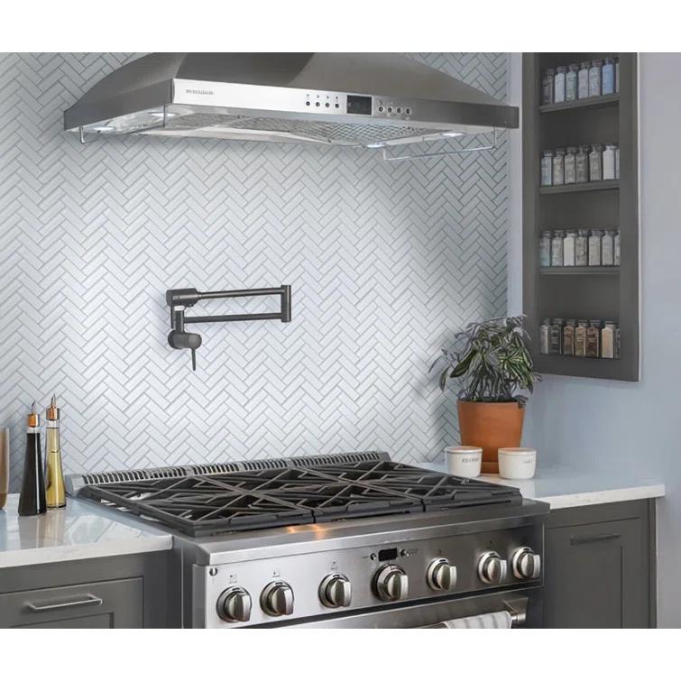 11"X 12.6" Herringbone Polished Glass Mosaic Tile