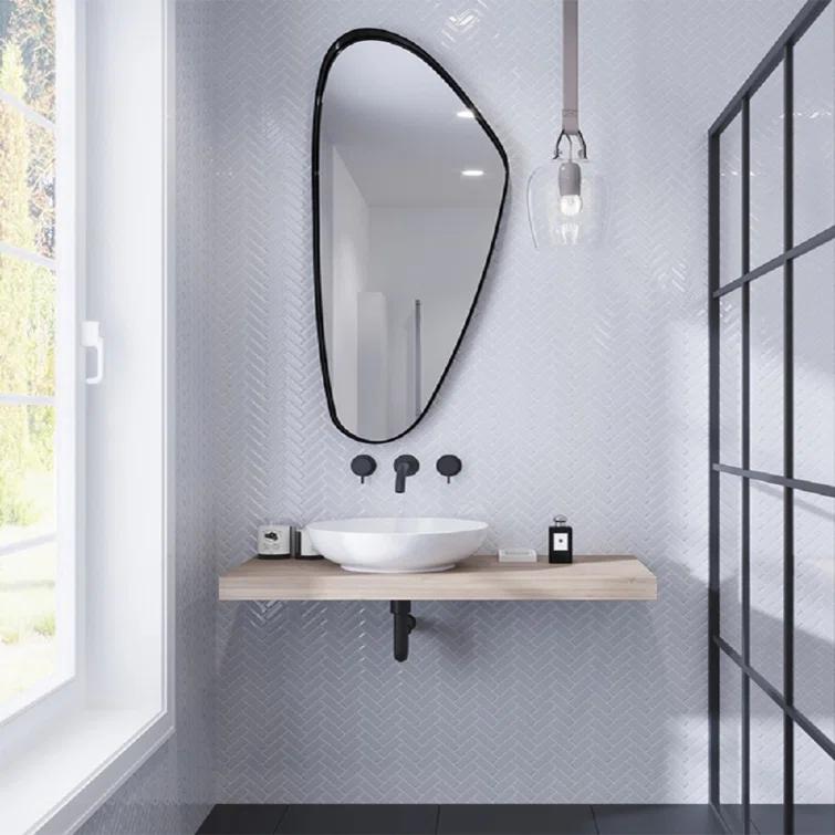 11"X 12.6" Herringbone Polished Glass Mosaic Tile
