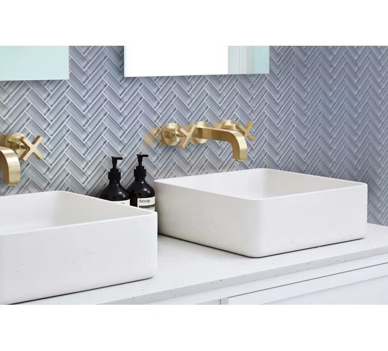 11"X 12.6" Herringbone Polished Glass Mosaic Tile