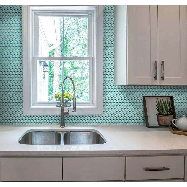 Apollo Tile Penny 1 " X 1 " Straight Edge Glass Mosaic Sheet Wall & Floor Tile