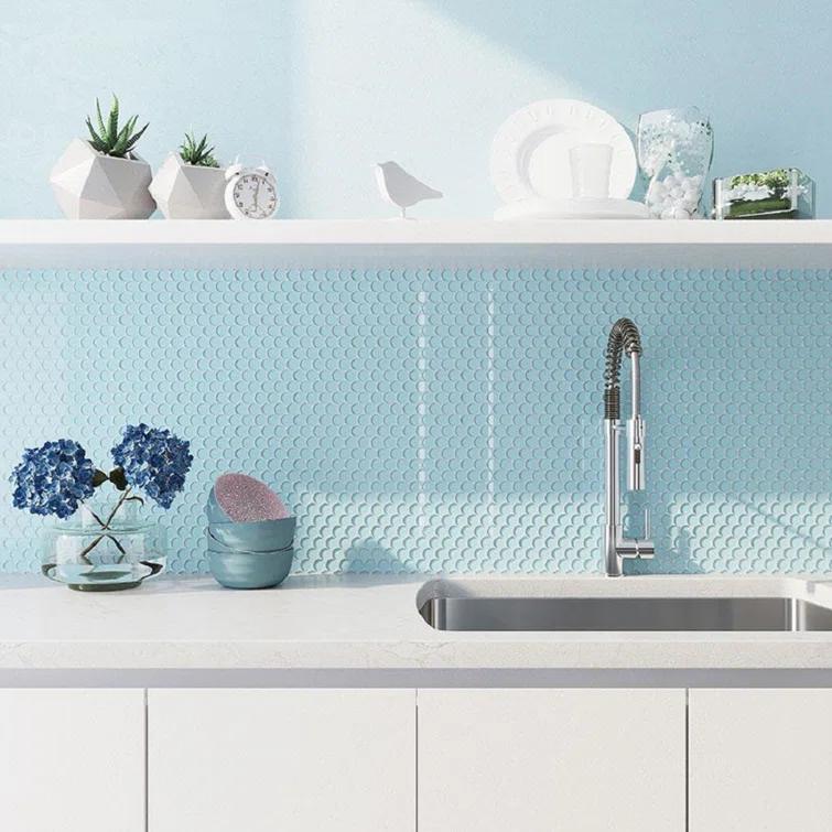 Apollo Tile Penny 1 " X 1 " Straight Edge Glass Mosaic Sheet Wall & Floor Tile